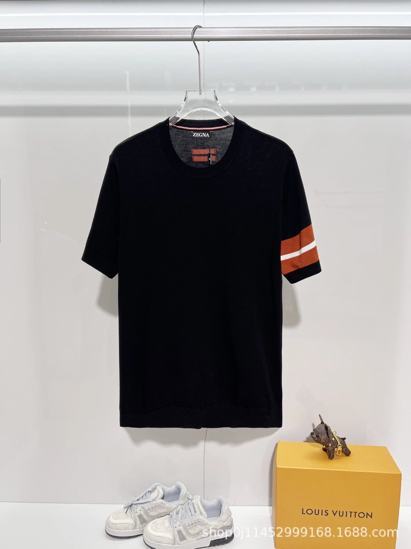 Zegna Striped Sleeve Knit T-Shirt White - 5