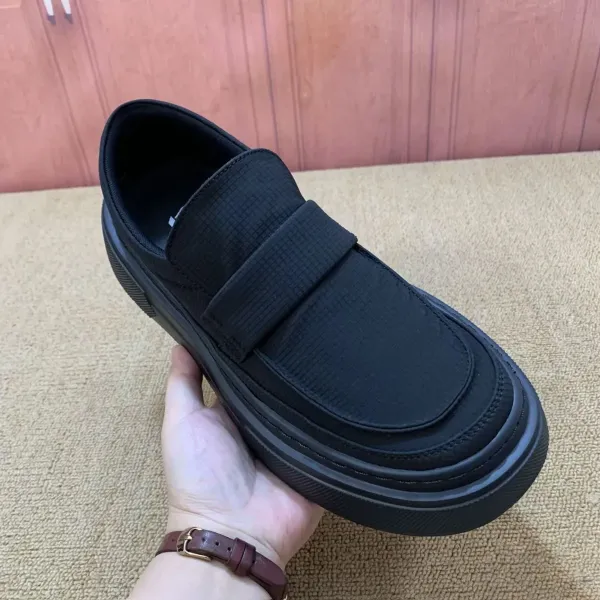 Design Slip-On Loafer with Velcro Strap Black Platform Sneaker Casual Shoes - 8