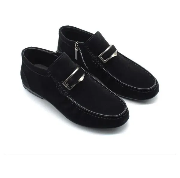 Design Zipper Loafer Black Casual Shoes - 8