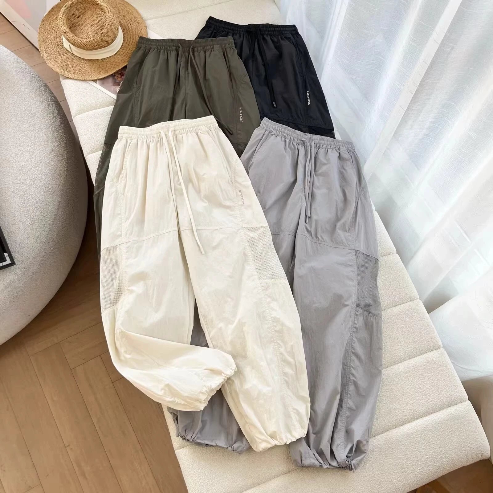 Design Utility Mesh-Panel Wide-Leg Pants Gray - 4