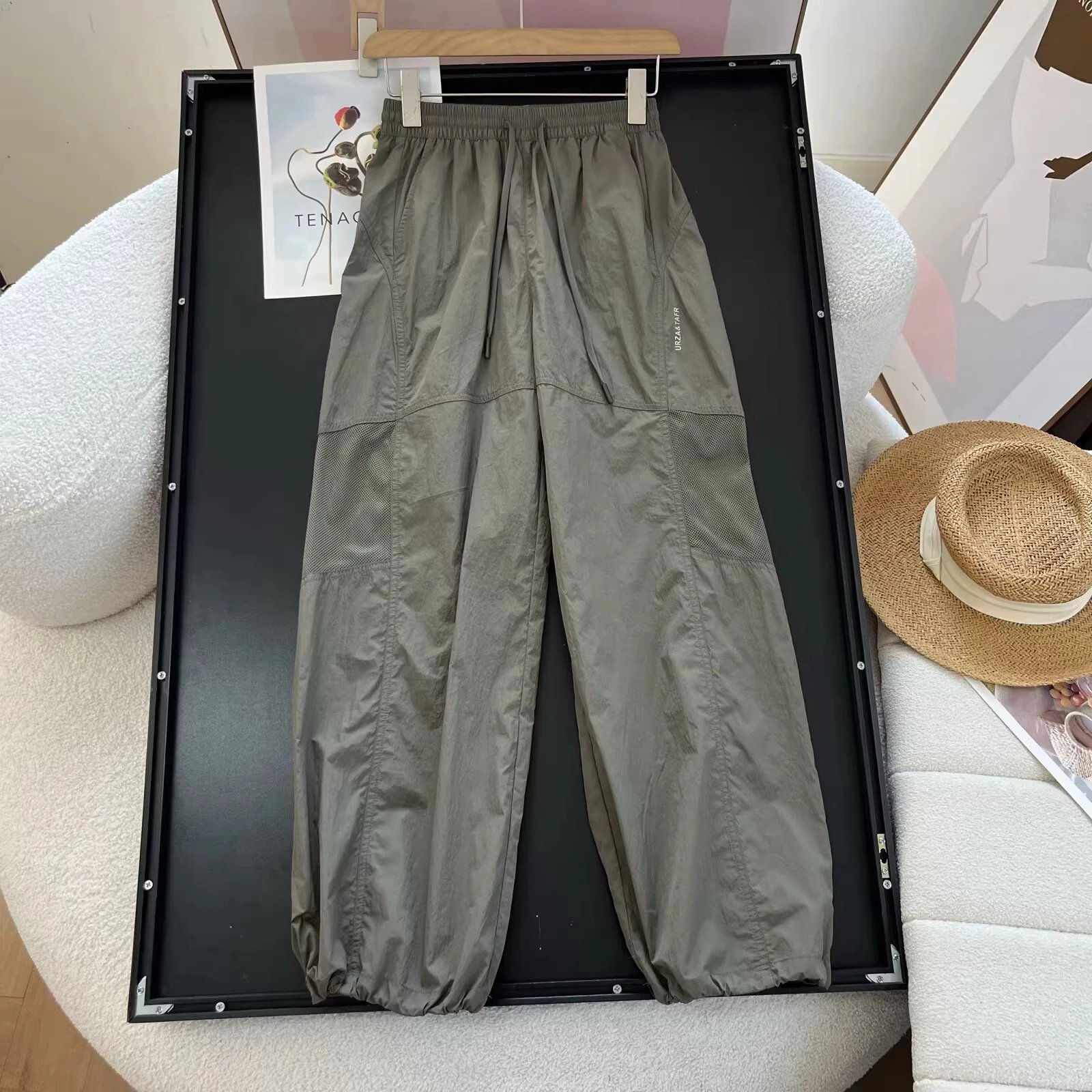 Design Utility Mesh-Panel Wide-Leg Pants Gray - 10