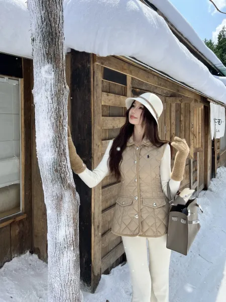 Polo Ralph Lauren Quilted Diamond Stitch Vest Beige Outerwear - 8