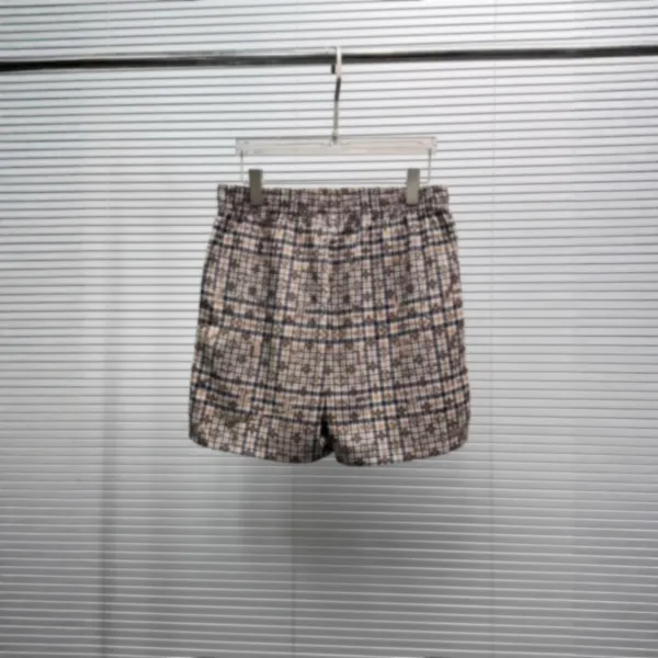 Design Short-Sleeve Shirt with Grid and Floral Pattern Beige Multicolor Shirt - 7