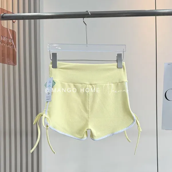 Design Mango Home Ribbed Tie-Side Shorts Light Gray Shorts - 14