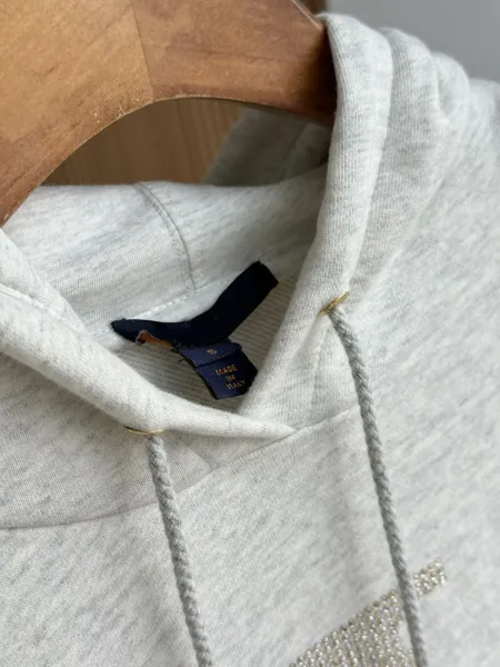 Valentino V Logo Crystal-Embellished Gray Hoodie - 11