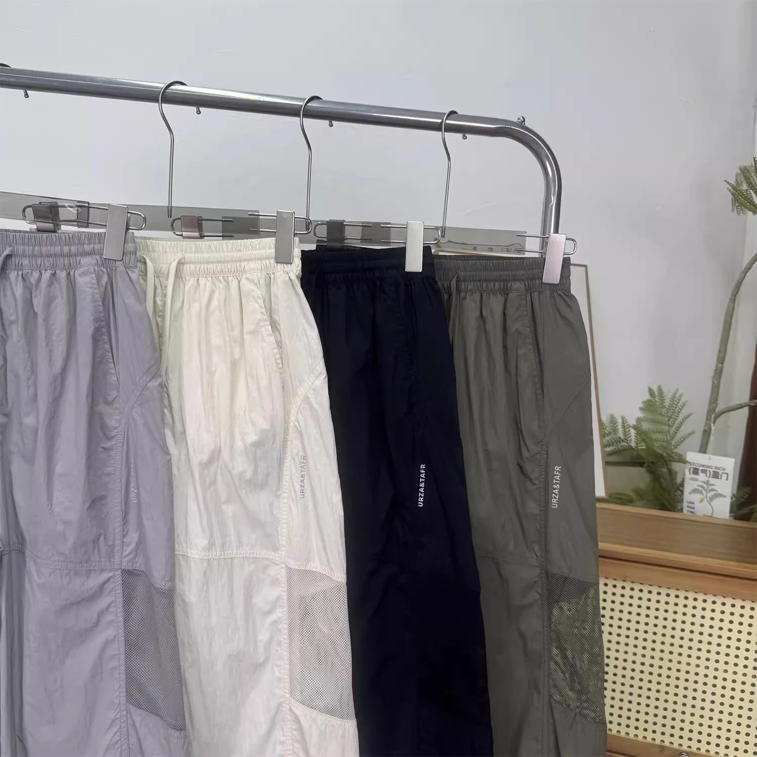 Design Utility Mesh-Panel Wide-Leg Pants Gray - 18