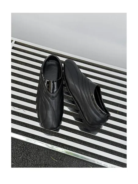 Design Slip-On Leather Loafers Black - 7