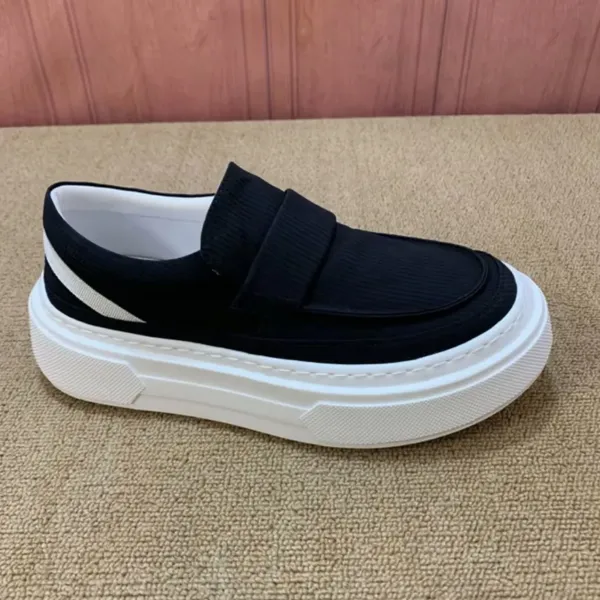 Design Slip-On Loafer with Ribbed Fabric and Chunky White Sole Black Casual Shoes - 1