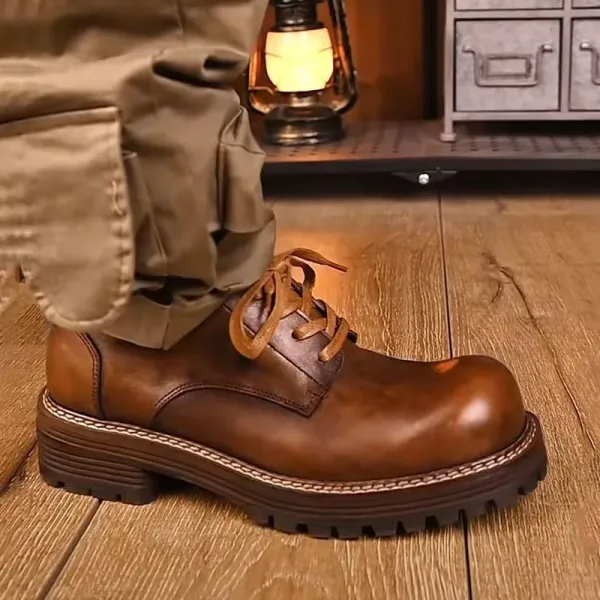 Design Work Boot Brown Leather Lace-Up Boots - 2