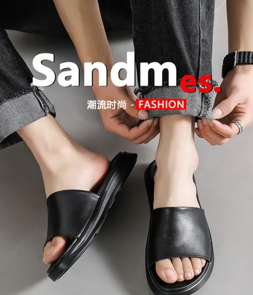 Design Slide Sandal Black Slippers - 2