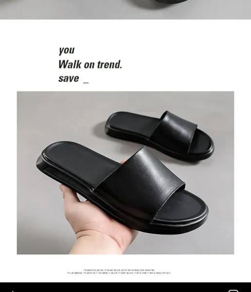 Design Slide Sandal Black Slippers - 3