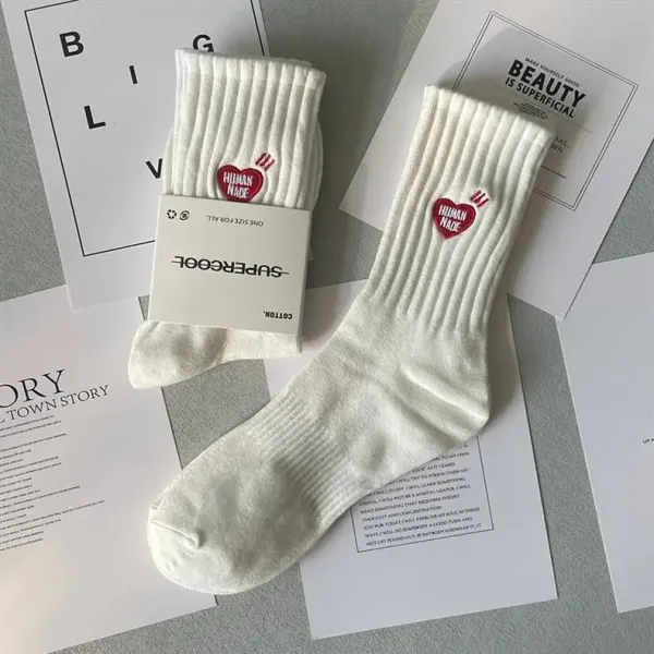 Design Mountain Logo Ribbed Crew Socks White - 14