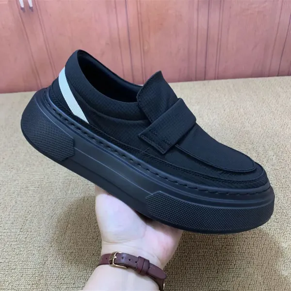 Design Slip-On Loafer with Velcro Strap Black Platform Sneaker Casual Shoes - 7