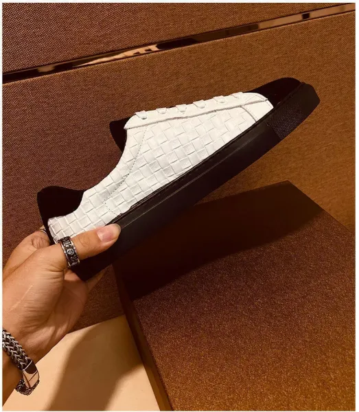 Bottega Veneta Intrecciato Leather Sneakers White and Black - 11