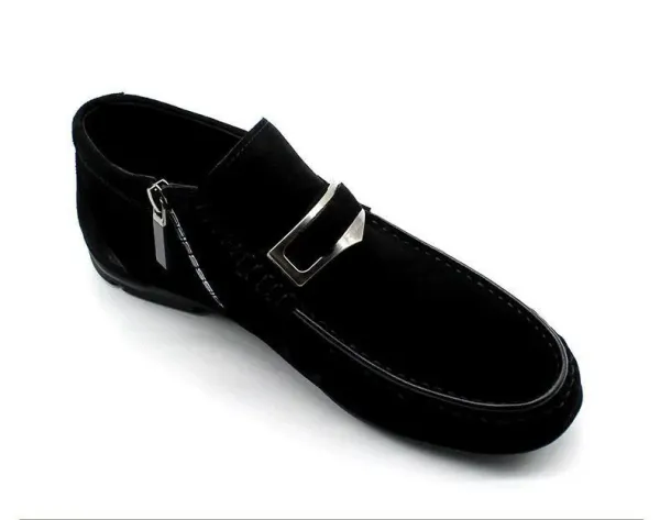 Design Zipper Loafer Black Casual Shoes - 9