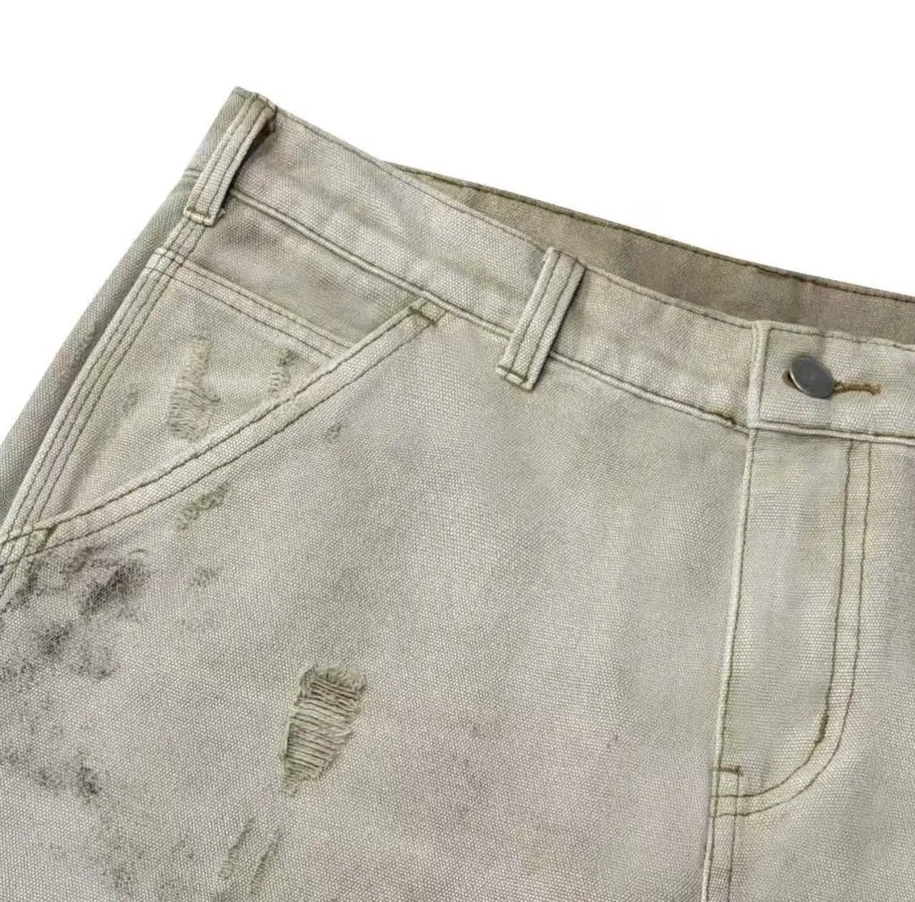 Design Cargo Pants Light Gray Washed Utility Pants - 17