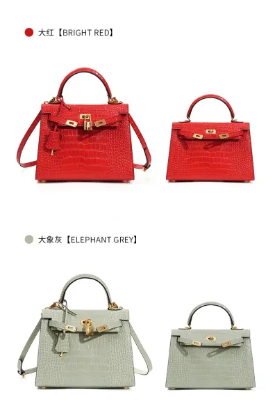 Hermès Kelly Mini Crocodile Gray Handbag - 30