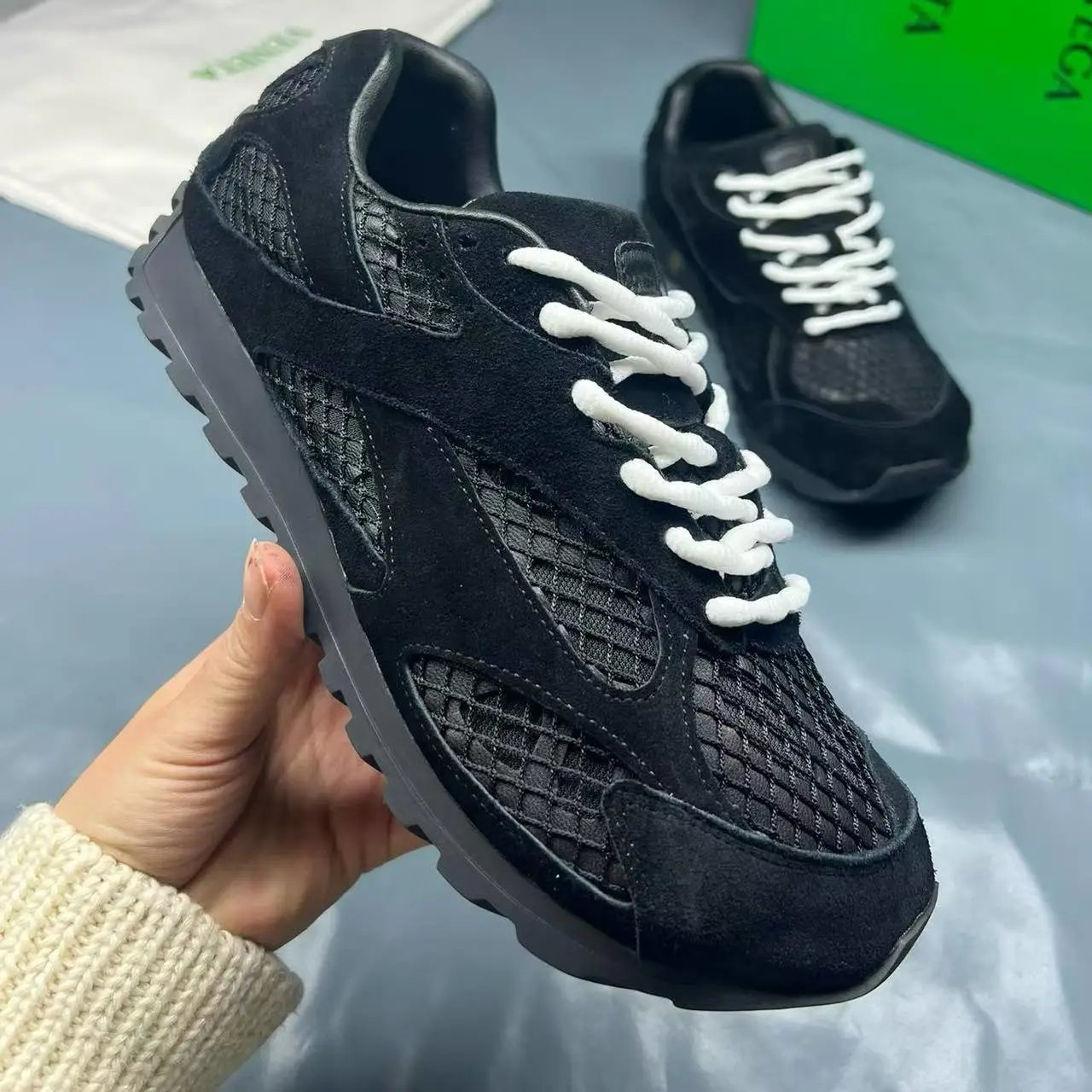 Balenciaga Track Trainer Black Mesh Suede Sneakers Chunky Sneakers