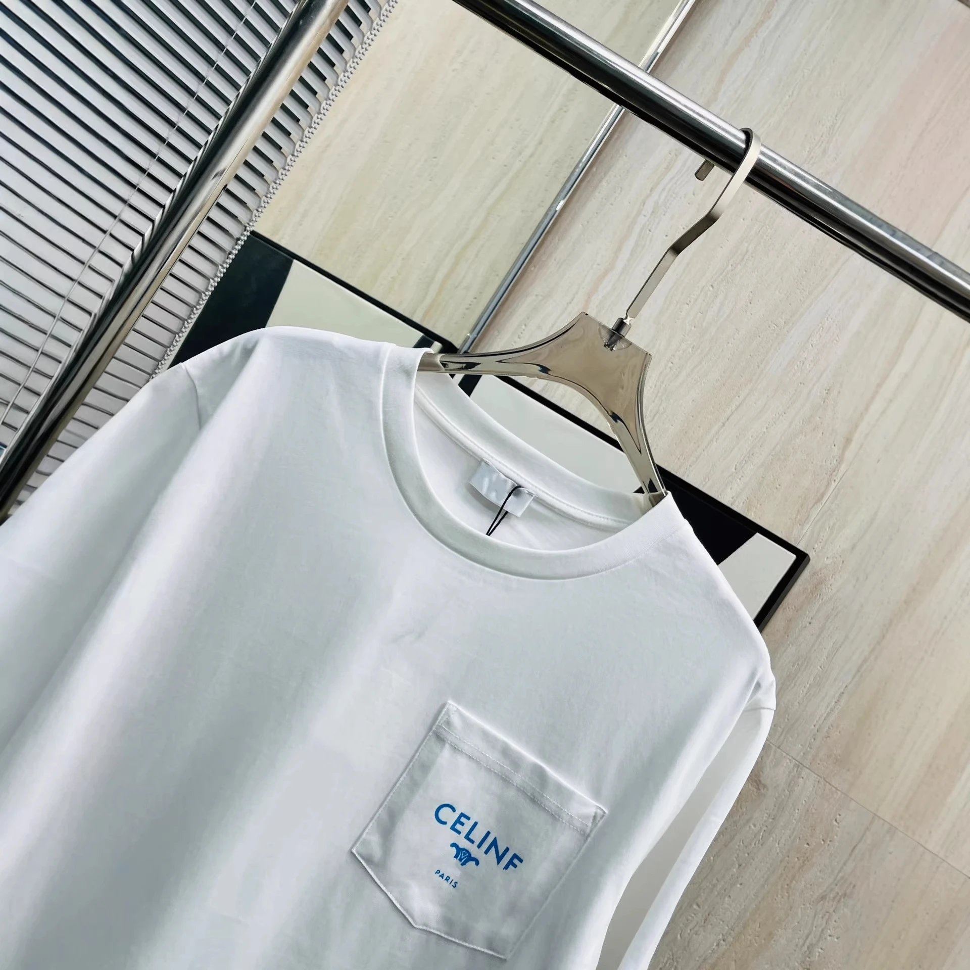 Celine Pocket Tee White Minimalist T-Shirt