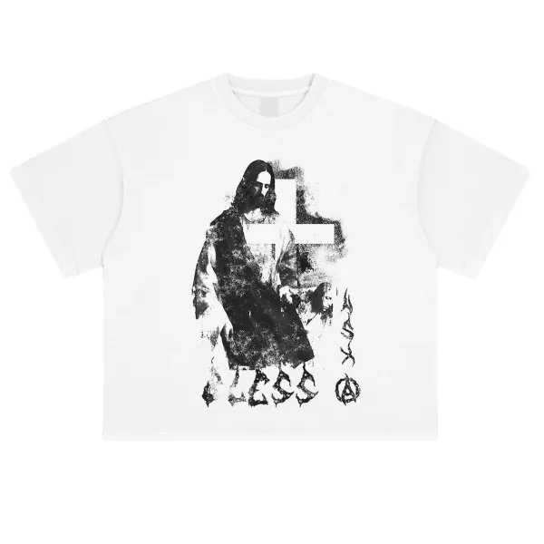 Design NOT SEXX Jesus Cross Print Long Sleeve T-Shirt White T-Shirts - 11