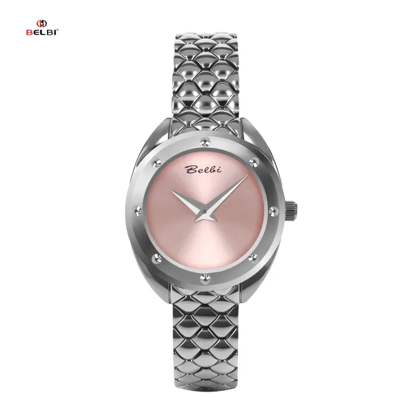Design Belbi Women's Blue Dial Stainless Steel Watch with Scale-Link Bracelet Watches - 21