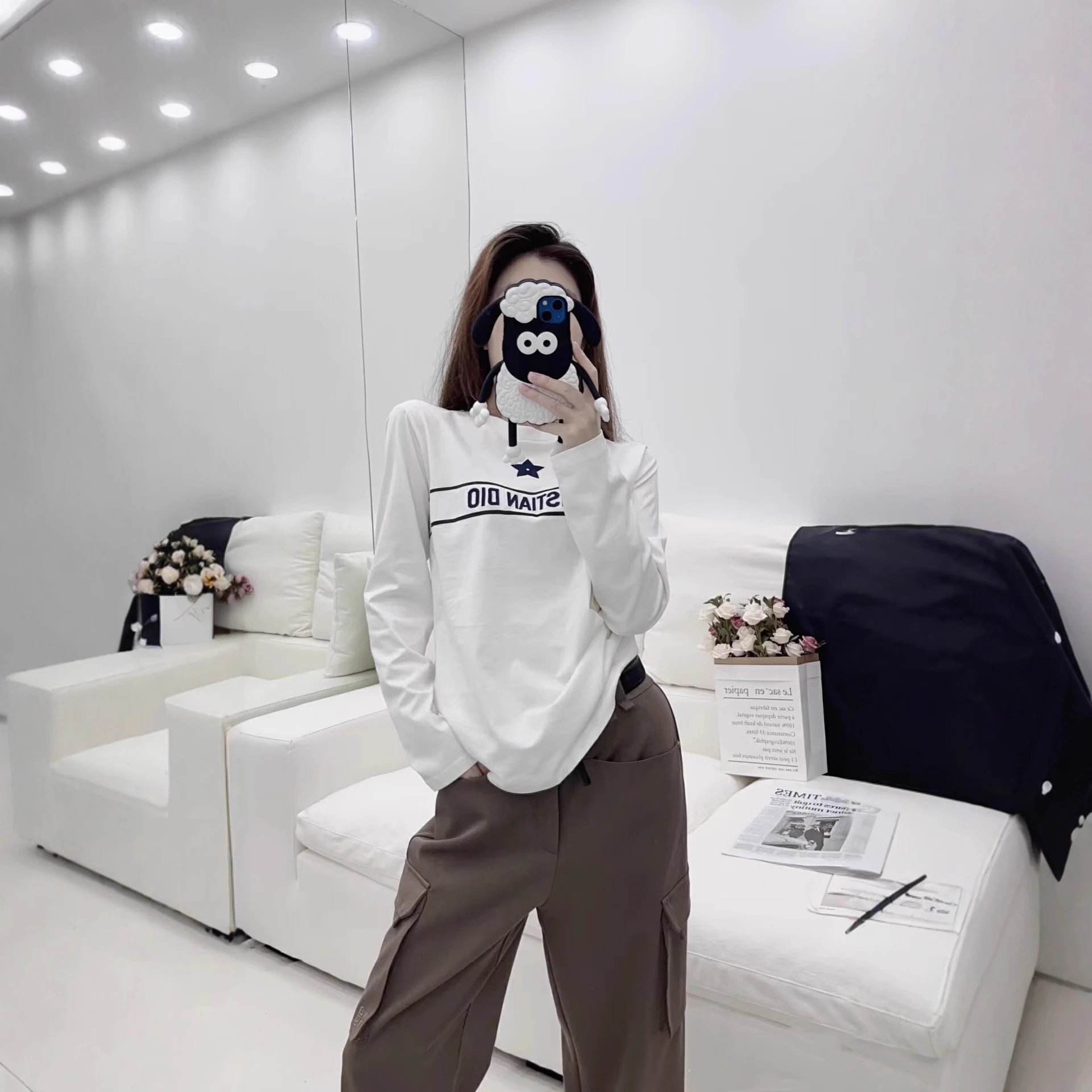 Dior Christia Dio Star Long-Sleeve T-Shirt White - 4