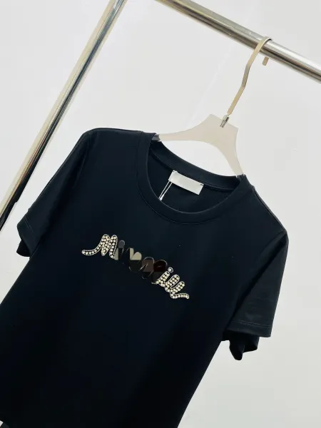 Miu Miu Embellished Logo White T-Shirt - 13