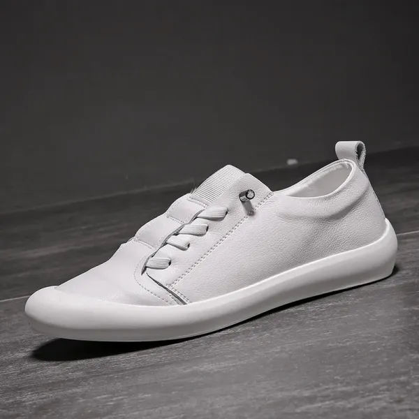 Design Slip-On Leather Sneakers White - 1