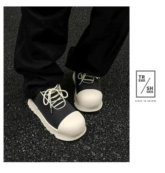 Design 1726 Black Canvas Toe Cap Sneakers Chunky Sneakers - 21