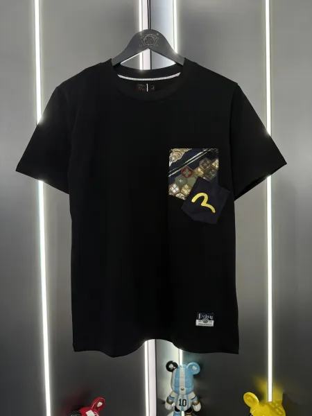 Evisu Pocket Detail Black T-Shirt - 1