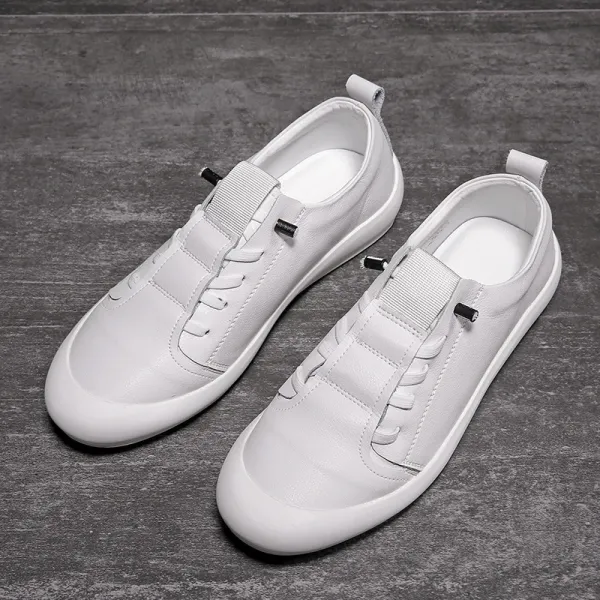 Design Slip-On Leather Sneakers White - 4