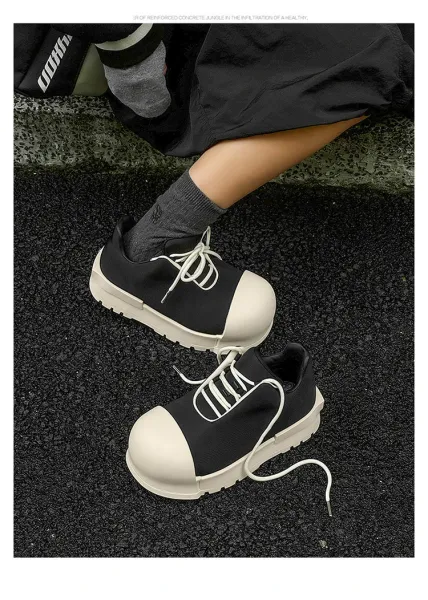 Design 1726 Black Canvas Toe Cap Sneakers Chunky Sneakers - 22
