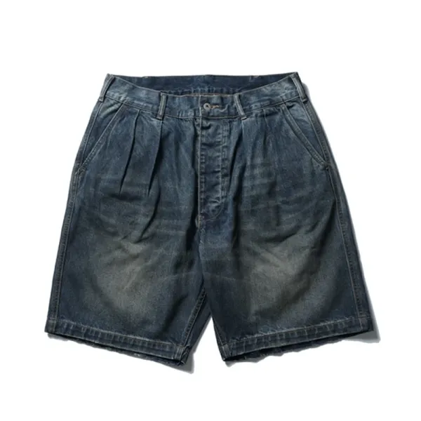 Design Madness Pleated Denim Shorts Blue Shorts - 19