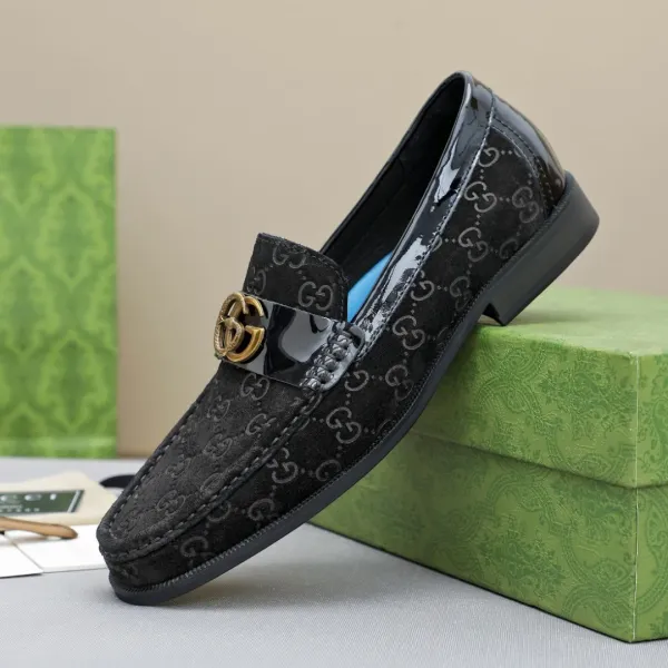 Gucci GG Marmont Loafers Black Monogram Suede Loafers - 5