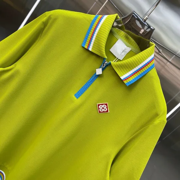 Fred Perry Rainbow Trim Half-Zip Polo Lime Green Polo Shirt - 9