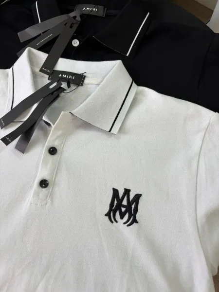 Design Logo Embroidered Black Polo with White Trim Polo Shirt - 22