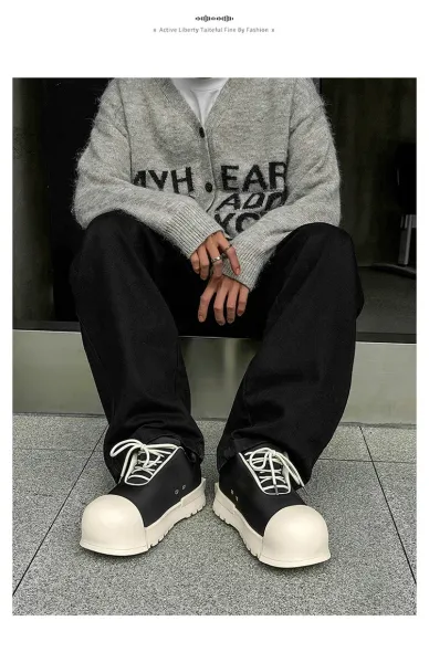 Design 1726 Black Canvas Toe Cap Sneakers Chunky Sneakers - 24