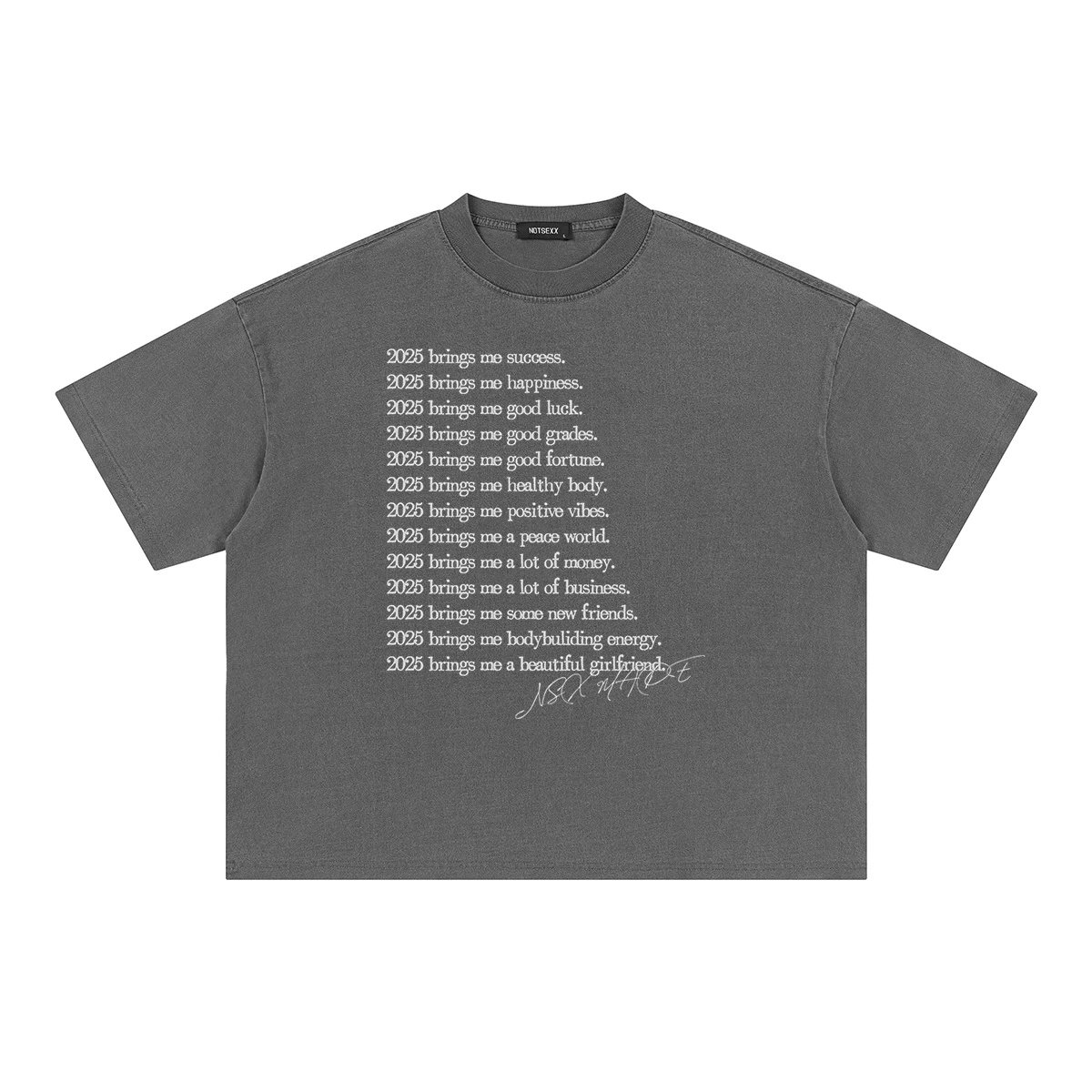 Wash deep gray BOXY short width version short sleeved shirt