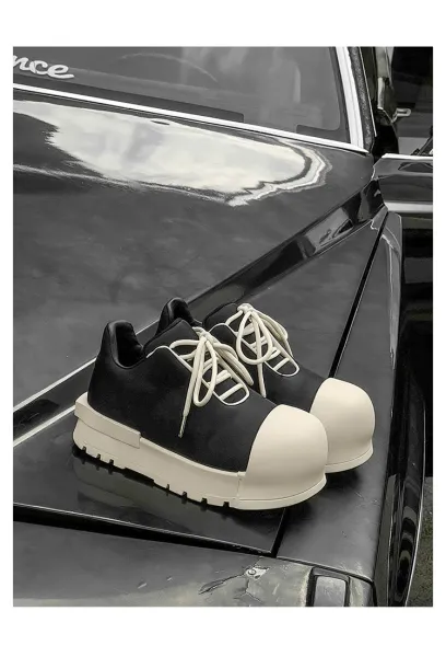 Design 1726 Black Canvas Toe Cap Sneakers Chunky Sneakers - 25