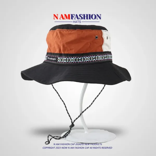 Design N AM Fashion Patchwork Bucket Hat Army Green Hats - 5