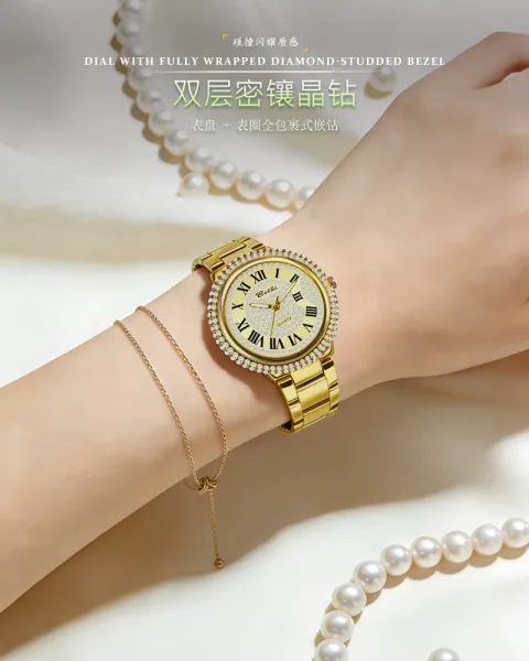 Design Belbi Crystal-Encrusted Roman Numeral Quartz Watch Silver Watches - 4