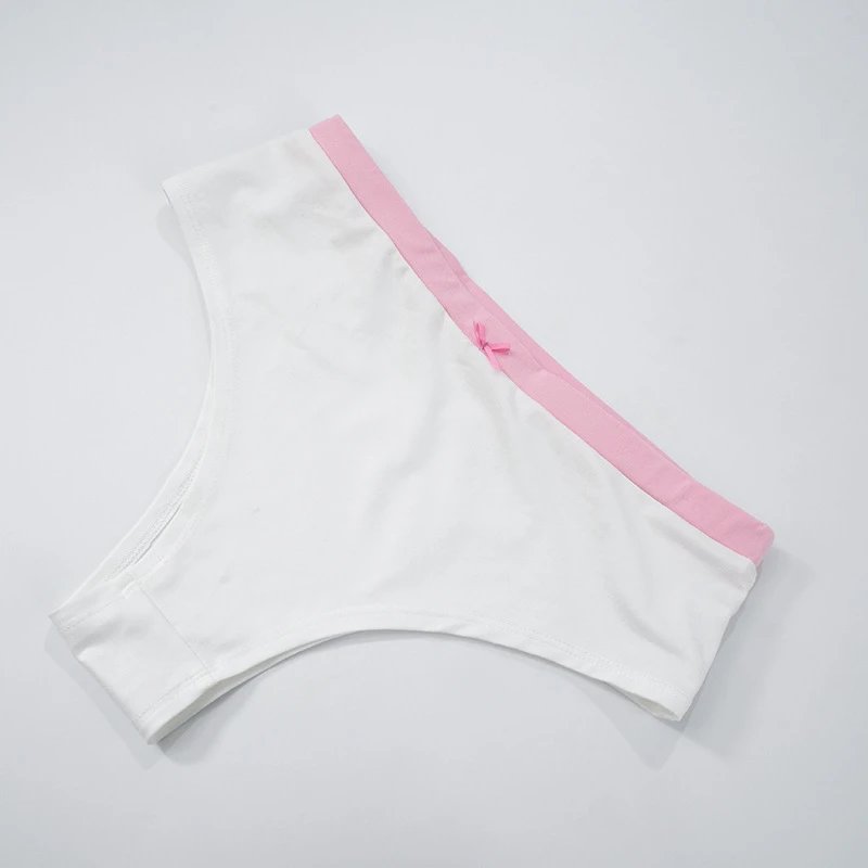Design Daddy's Girl White Crop Top and Pink Trim Briefs Set Sets - 28