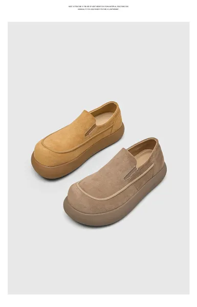 Design Suede Loafer Slip-On Beige Casual Shoes - 17
