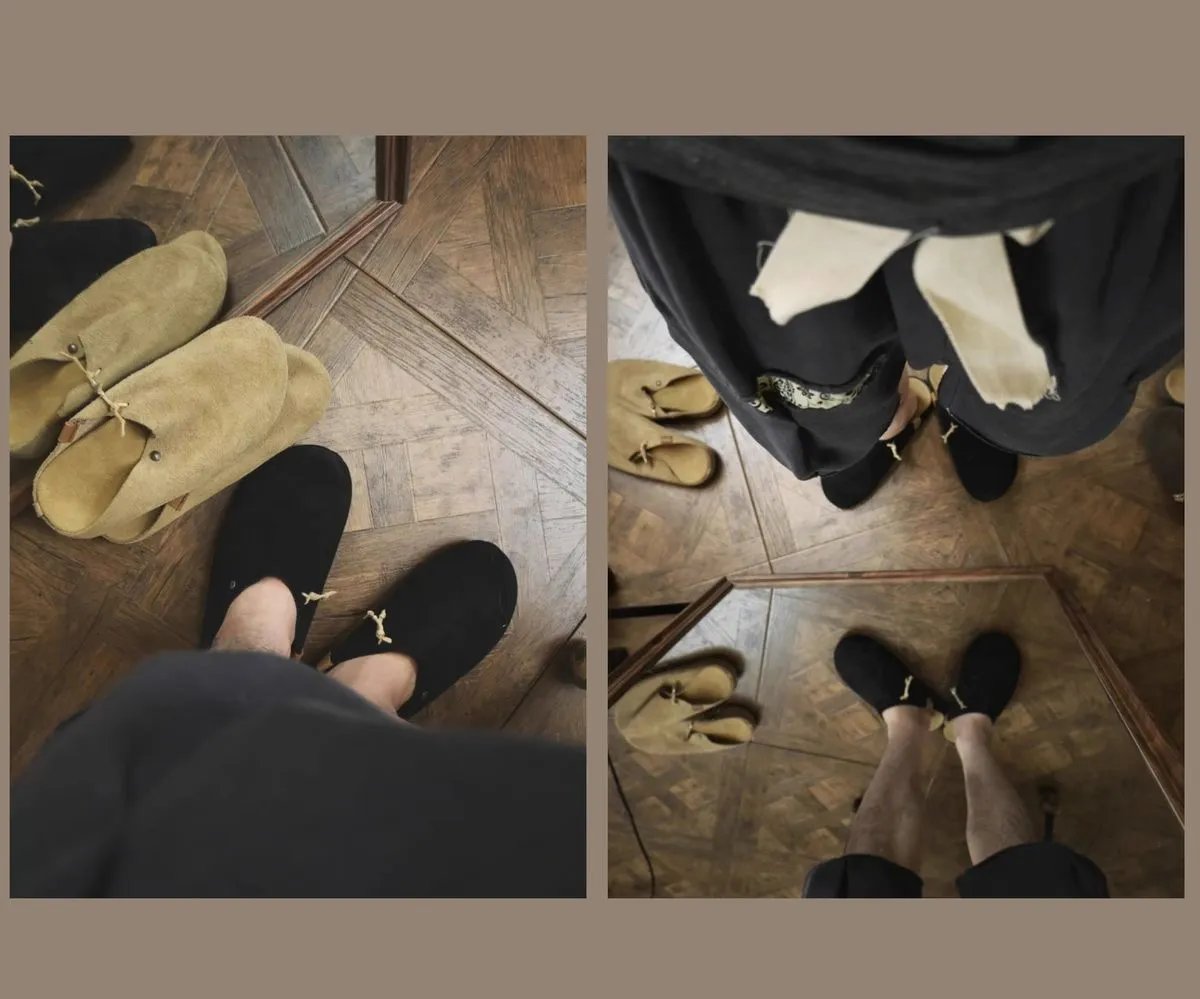 Design Suede Mule Slippers Beige Casual Shoes - 13