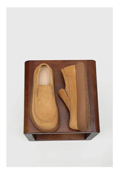 Design Suede Loafer Slip-On Beige Casual Shoes - 19