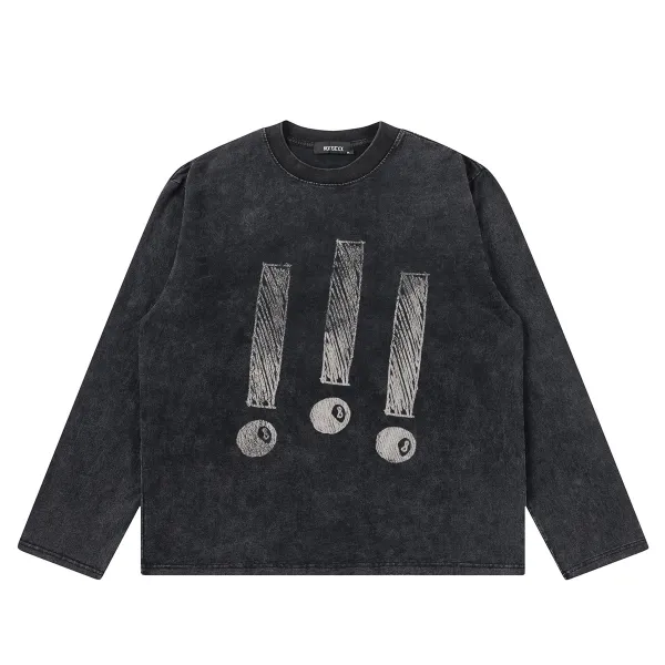 Design Three Exclamation Marks and 8-Ball Graphic Cropped T-Shirt - 14
