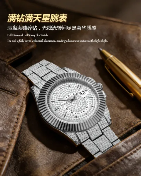Design BELBI Luxury Iced-Out Gold Watch with Full Crystal Dial and Bracelet Watches - 4