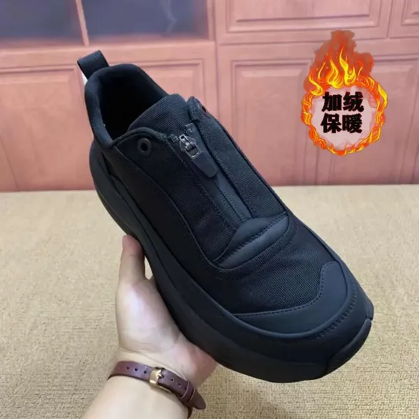 Design Chunky Platform Sneakers Black Fleece-Lined Winter Casual Shoes - 5