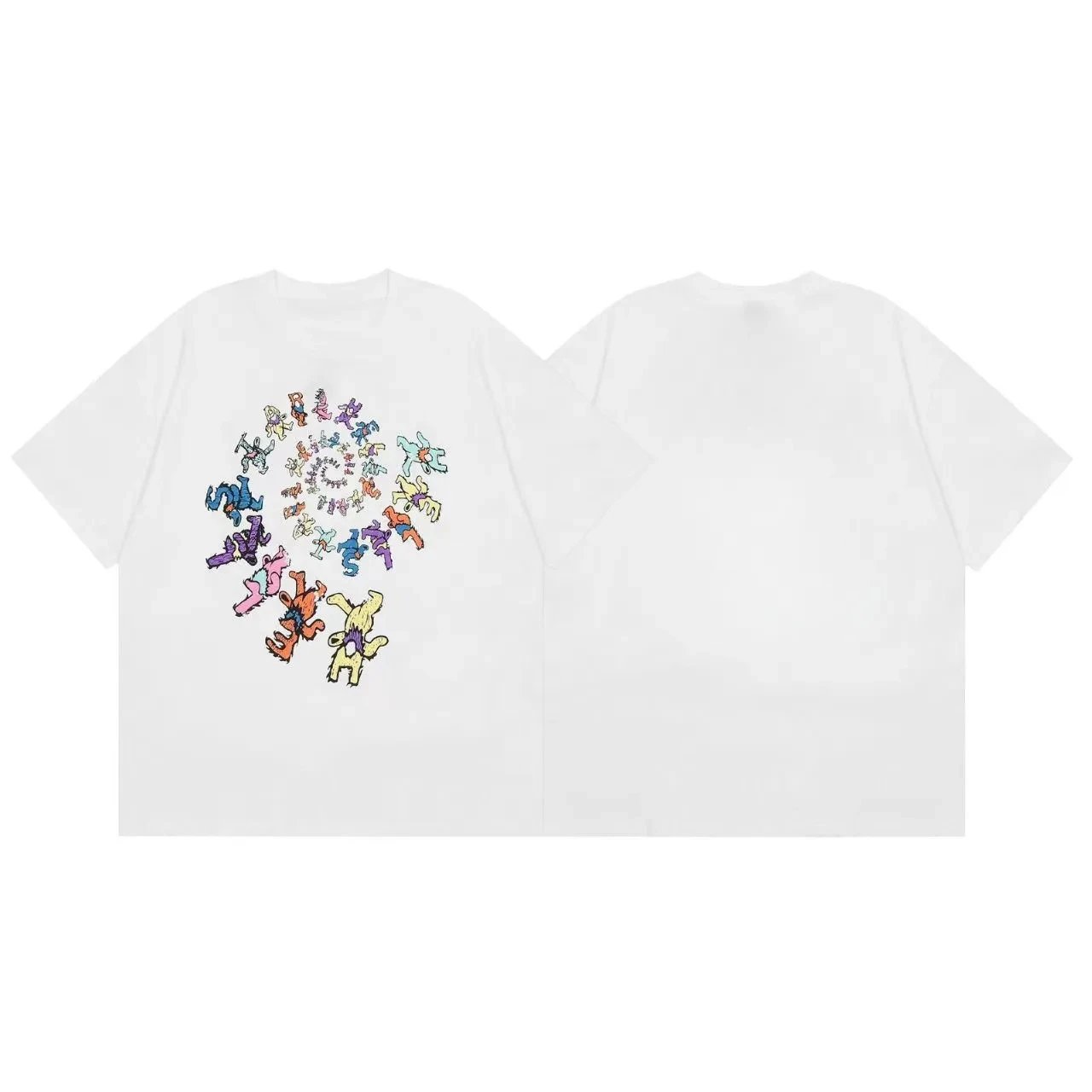 Design Grateful Dead Dancing Bears Spiral Print White T-Shirt T-Shirts