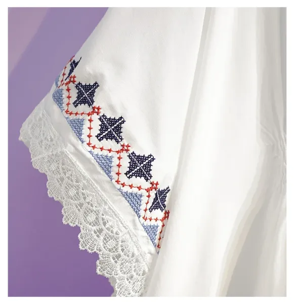 Design Boho Embroidered Lace Trim Tunic Top in Deep Purple Tops - 15